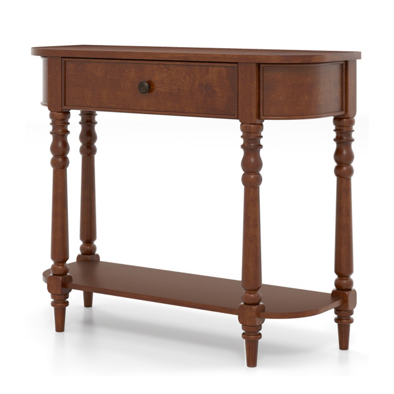 Solid Wood Console Table with Drawer Shelf Retro Design